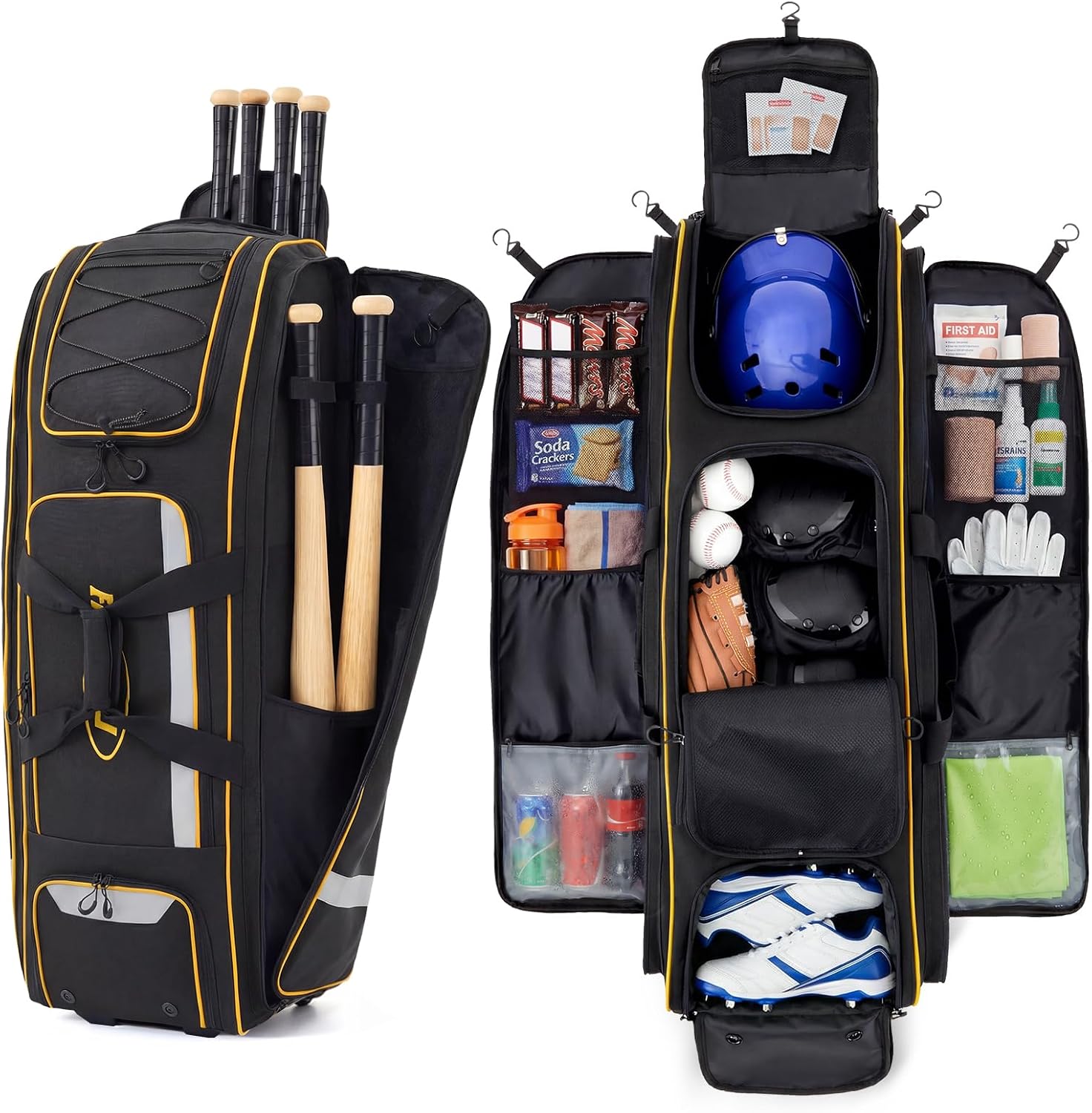 Sports Equipment Bag With Wheels - 100L Rollbare Ausrüstungstasche für Baseball, robuste